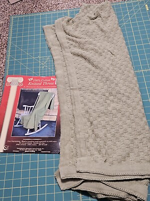 #ad BRAND NEW ELEGANT HOME KNITTED THROW BLANKET 100% COTTON GREEN WOVEN $12.00