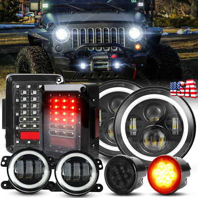 #ad Turn Tail Lamp Combo For Jeep Wrangler JK 2007 2018 7quot; LED Headlights Fog Lights $139.99