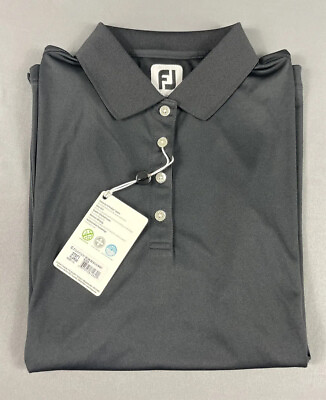 #ad FootJoy Golf Shirt Polo Womens Sleeve Logo XL Black Polyester NWT MSRP $68 $25.54