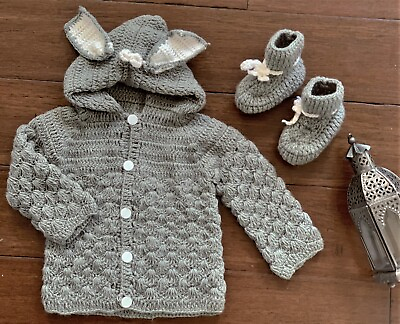 #ad 2Pcs Baby newborn toddler Girls Boys Outfits Hoodie bunny ears Sweaterbooties $24.99