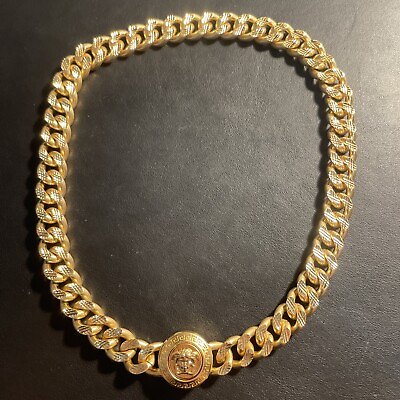#ad Beautiful Versace Collarbone Necklace Gold Tone Authentic $164.99