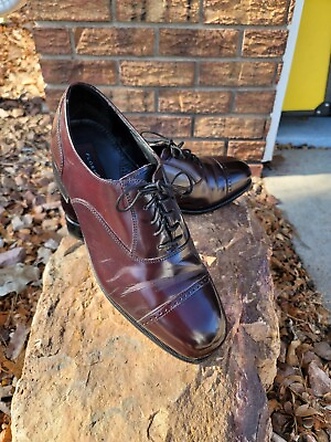 #ad Florsheim Lexington Oxford Leather Cap Toe Dress Shoes Wine Mens 9.5D $27.20