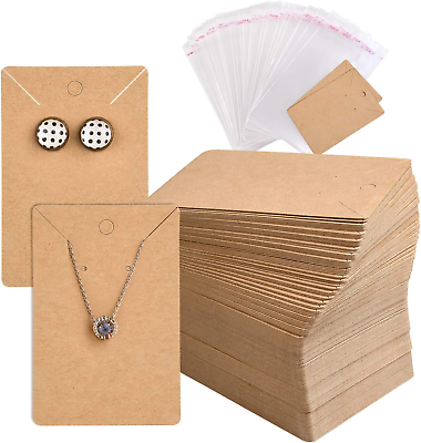 #ad 120 Pack Earring Holder Cards Necklace Display Cards with 120Pcs Bags Earring $14.98