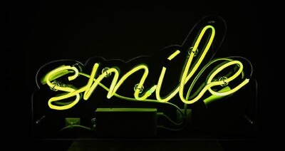 #ad 14quot;x6quot; Smile Yellow Neon Sign Acrylic Light Lamp Glass Gift Window Decor ZS1300 $79.98