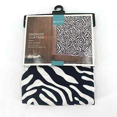 #ad Black white zebra print Shower Curtain 100% cotton 72” x 72” Target Home NEW $38.00
