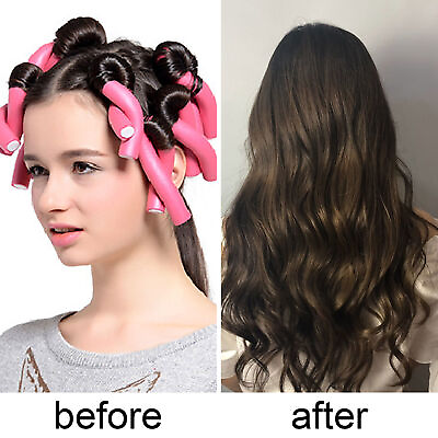 #ad 10X Heatless Hair Curlers 10PCS Soft Sponge Hair Roller Foam Styling Hair lovely $7.91