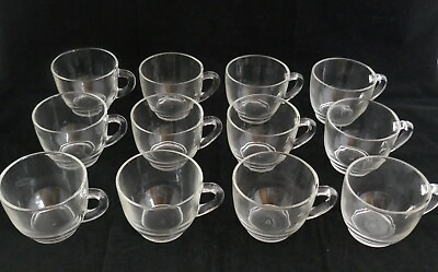 #ad Vintage Set 12 Federal Glass C Handle Clear Punch or Snack Cups $29.99