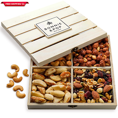 #ad #ad Nut Gift Basket Healthy Gift Idea in Reusable Wooden Crate Gourmet Snack Food $34.88