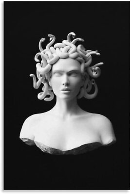 #ad Black and White Medusa Vintage Statue Poster Canvas Poster Wall Art Decor Print $59.99