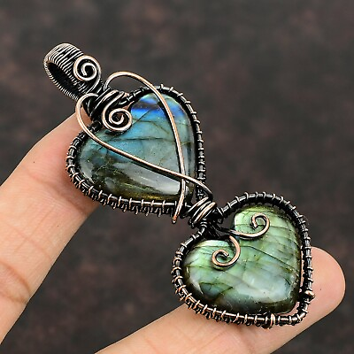 Women Day Gift Labradorite Jewelry Copper Wire Wrapped Pendant For Women 3.31quot; $22.05