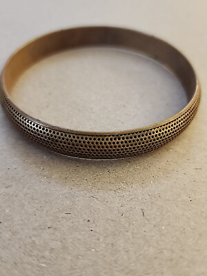 #ad RARE PERFORATED BRASS VINTAGE Bangle Bracelet HOLLOW WITH HOLES AS SHOWN $21.00