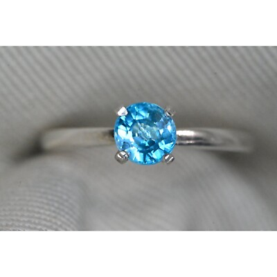 #ad Certified Blue Zircon Solitaire Ring 1.01 Ct Sterling Silver Real Genuine BZ70 $229.00