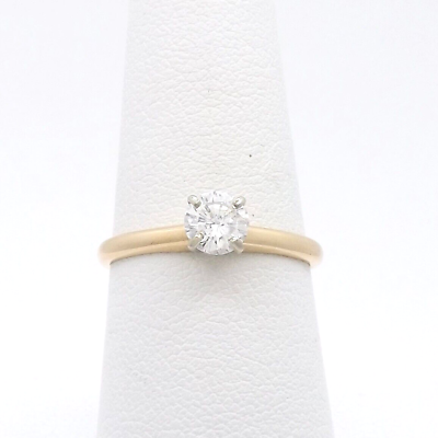 #ad 14K Gold Natural Round Diamond Solitaire Engagement Ring $565.25