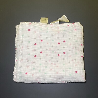 #ad Aden amp; Anais Baby Blanket Circles White Pink Gray Mint Aqua Polka Dot Muslin $12.99