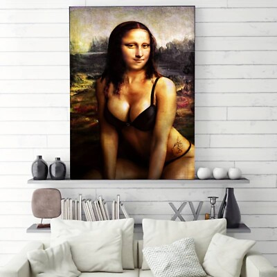#ad The Mona Lisa Funny Sexy Pose Canvas Art Print Poster Unframed GBP 18.00
