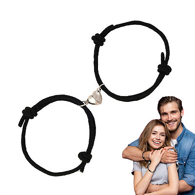 #ad Matching Heart Bracelets Magnetic Couple Jewelry Adjustable Bracelet Gift $7.47