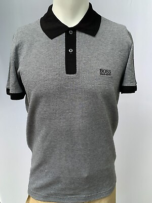 #ad Hugo Boss Polo Men#x27;s Size L XL Short Sleeve Slim Fit Mercerized Cotton Black $59.99