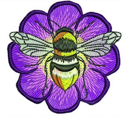 #ad Bumble Bee Purple Flower Embroidered Iron On 3.09quot; x 3.13quot; Applique Patch $6.95