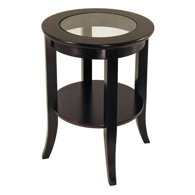 #ad Small Round End Table Chairside Glass Shelf Storage Side Sofa Accent Furniture $110.99
