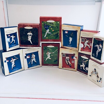 #ad 12 Hallmark Baseball Series Ornaments Lot Mays McGwire Ryan Giambi Jeter Griffey $89.95