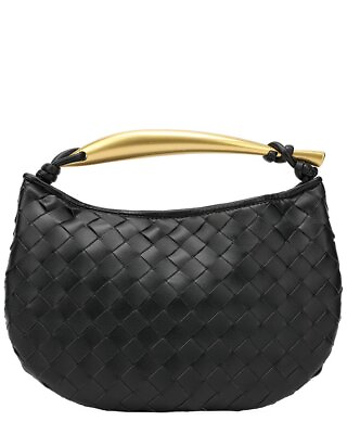 #ad Tiffany amp; Fred Paris Woven Leather Top Handle Clutch Women#x27;s Black $104.16