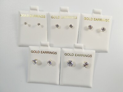 #ad 10K REAL SOLID YELLOW GOLD STUD SCREW POST PRONG SETTING BASKET EARRING $34.00