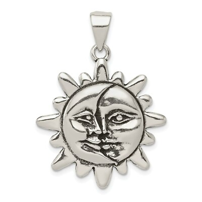 #ad Sterling Silver 925 Antiqued Sun amp; Half Moon Face Charm Pendant $31.50