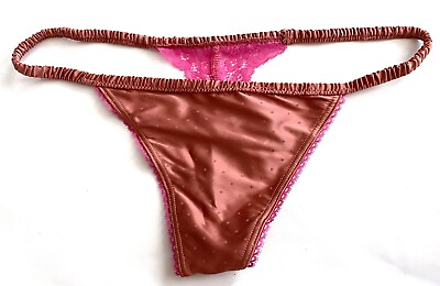 #ad Victorias Secret NWT Canyon Rose Dot Satin Sexy Ruched Strap G V String Panty $21.99