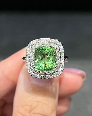 #ad 3Ct Green Peridot amp; Diamond Women Wedding Ring 14K White Gold Plated Lab Created $111.74
