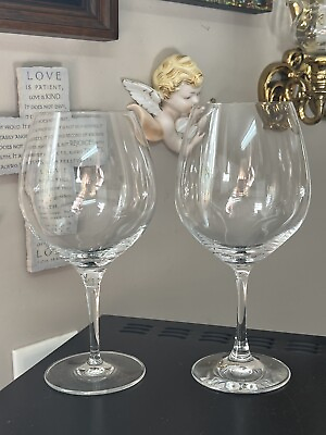 #ad Set Of Two Wine Glasses 8 3 8” Goblets 20 Ounce Bulbous Clear $10.99