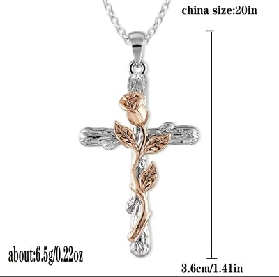 #ad Rose Pendant Cross for Women in 14k White Rose Gold Over 2quot; inches $9.99
