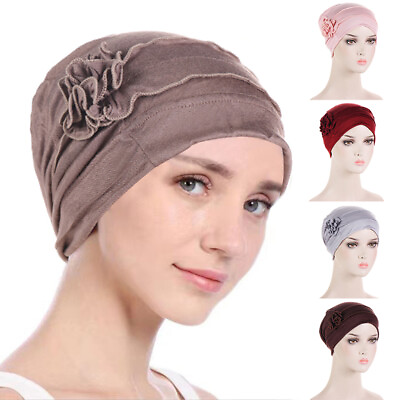 #ad Head Wraps Vintage Headwear Flower Turban Covers Disc Hat Beanie Elastic Classic $6.22