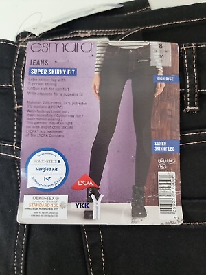 #ad Womens Super Skinny Fit Jeans Size 8 With Pocket Styling High Rise Black GBP 13.99