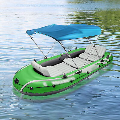 #ad 3 Bow Bimini Top Boat Cover 600D Canvas Sun Shade Boat Canopy Alu Alloy 72*46in $121.60