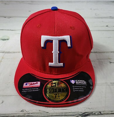 #ad 59Fifty Red Texas MLB Fitted Embroidered Baseball Cap Size 7 1 4 NEW $29.99