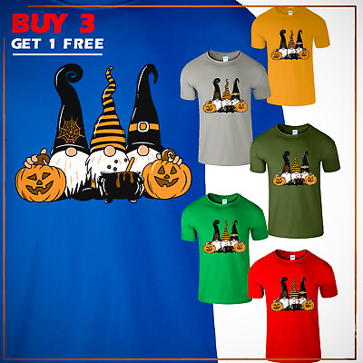#ad Gnomes Halloween Pumpkin Funny Happy Christmas Mens T Shirt New Holiday Gift Tee $15.99