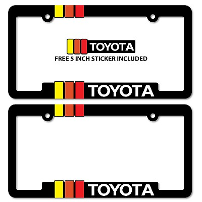 #ad 2 Toyota Heritage Striped License Plate Frame Fits Tacoma Tundra 4Runner FJ Crus $18.95