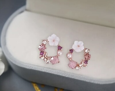 #ad Kate Spade Earrings Flower Pink Crystal Pearl Gold Plated CZ Butterfly Rose $23.63
