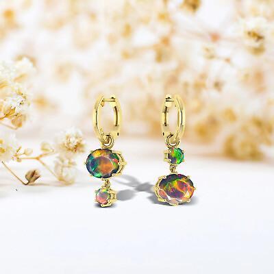 #ad Faceted Black Opal Drop Earrings Sterling 925 Silver Earrings Birthstone jewelry $136.45