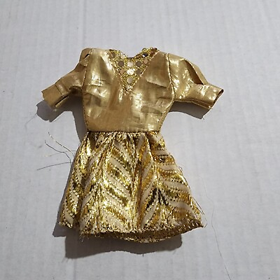 #ad Barbie Doll Clothes Gold Dress C $6.77
