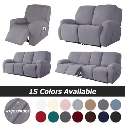 #ad Recliner Sofa Covers Stretch Armchair Cover Slipcover 1 2 3 4 Seater Washable $89.96