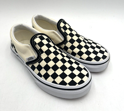 #ad NEW Vans CLASSIC SLIP ON Unisex Kids#x27; Casual Shoe Black White Checkered Sz 1.5Y $24.99