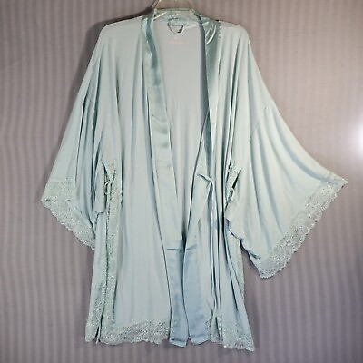 #ad #ad Heavenly by Victoria Women#x27;s robe mint green M Large flare kimono sleeves $19.99