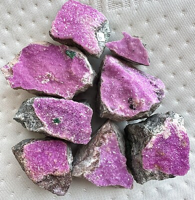 #ad Pink Calcite Drusy Druzy Rough Specimen Lot Of 8 Pieces Totals 12.6oz 357g. LOOK $130.00