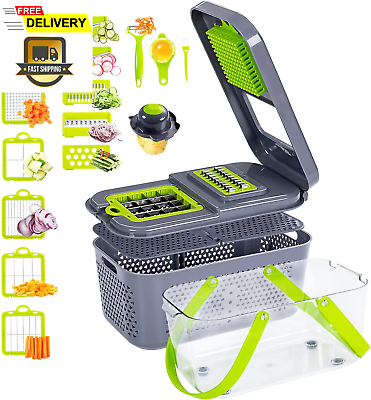 #ad Vegetable Cutter 22 in 1 Mandoline Slicer with 13 Blades with Container USA... $45.07