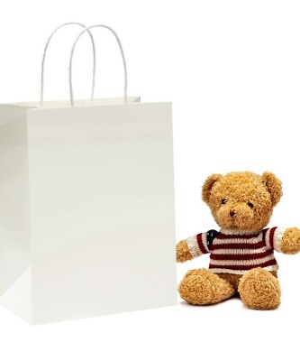 Gift Bags Bulk 8.3quot;x4.7quot;x10.6quot; Romtrace White Kraft Paper Bag 50 Count $28.50