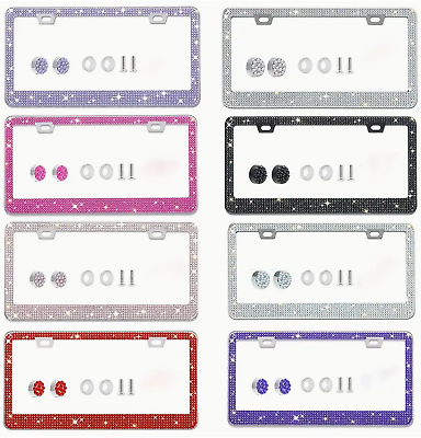 #ad Unbreakable Bling License Plate Frame Glitter Crystal Sparkling Rhinestone Tag $10.95