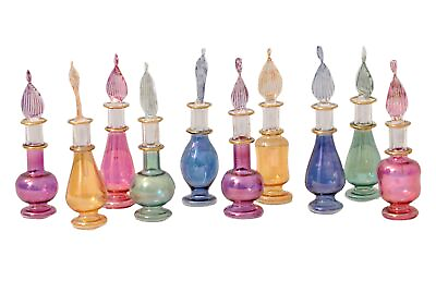 CraftsOfEgypt Egyptian Perfume Bottles Set of 10 Hand Blown Decorative Pyrex ... $24.39