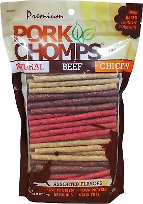 #ad Pork Chomps Dog Chews 5 inch Munchy Sticks Assorted Flavors 100 Count $12.35