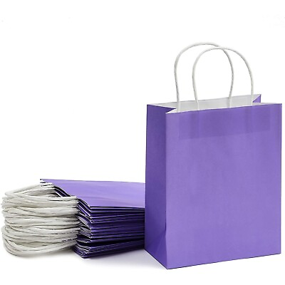 25pcs Purple Kraft Paper Gift Bags Party Favor Bags with Handles 8quot;x3.9quot;x10quot; $17.99